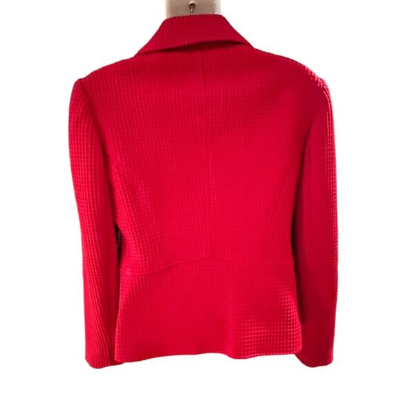 Chico's Womens 0 Petite Red Moto Style Full Zip Jacket Waffle Weave - Picture 2 of 6